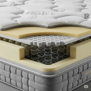 Detailed view of the advanced construction and quality materials within a hotel collection mattress.