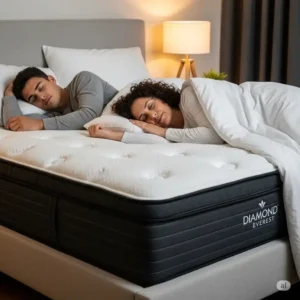 Two people sleeping soundly on a plush Diamond Everest mattress, illustrating its superior comfort and value for the diamond everest mattress price.
