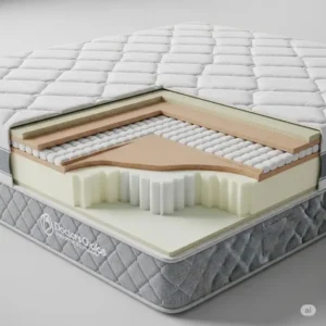 Cutaway view revealing the multi-layered construction of a Doctors Choice mattress, emphasizing its durability and quality materials.