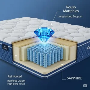 Illustration emphasizing the robust construction and long-lasting support of a sapphire mattress.