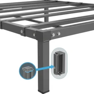 Close-up illustration of the robust steel frame construction of an air mattress stand, emphasizing its strength and durability.