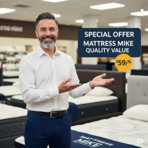 Mattress Mike proudly presenting a special offer on quality mattresses, ensuring great value for customers.