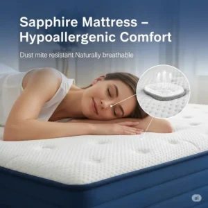 Image representing the hypoallergenic properties of a sapphire mattress, ideal for sensitive sleepers.