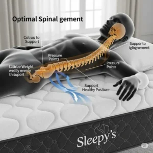 Diagram illustrating proper spinal alignment achieved on a Sleepy's mattress, a crucial factor in any Sleepy's mattress review focusing on support.