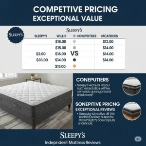 Graphic displaying the competitive pricing and excellent value offered by Sleepy's mattresses, often highlighted in a Sleepy's mattress review.