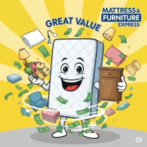 Illustration symbolizing great value and affordable prices on mattresses and furniture at Mattress & Furniture Express.