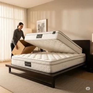 Convenient delivery and unboxing of your new hotel collection mattress, ready for luxurious sleep.