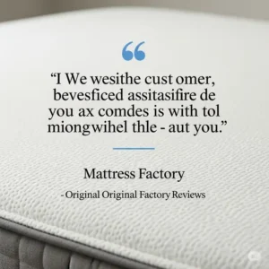 A graphic featuring a positive quote from a satisfied customer, directly reflecting the positive feedback found in original mattress factory reviews.