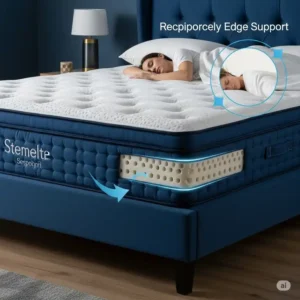 Visual depicting strong edge support of a sapphire mattress, preventing sag and maximizing usable sleep surface.
