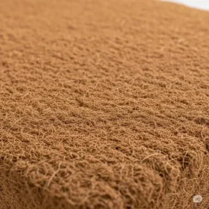 A close-up shot of a coconut coir mattress, showcasing its natural, fibrous texture. The image highlights the firmness and sustainable quality of this unique mattress type.