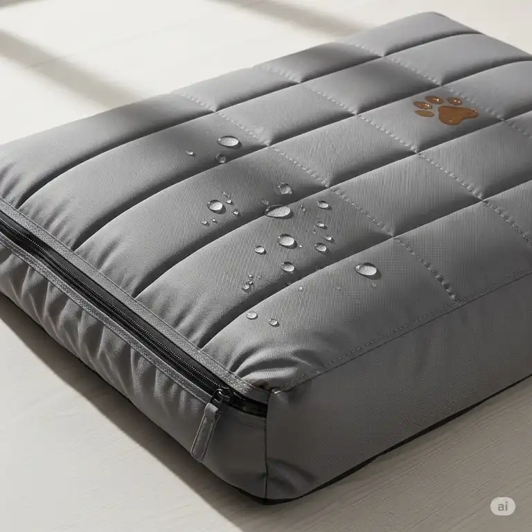 a durable waterproof dog mattress cover protecting a pet's bed