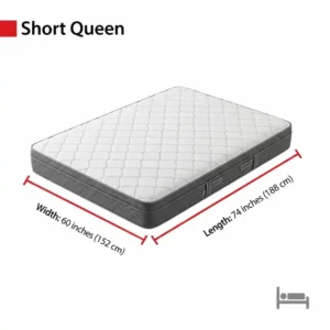 An infographic illustrating the dimensions of a 60 x 74 mattress, highlighting its width and length.