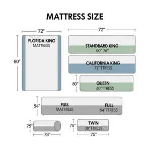 Diagram illustrating the exact dimensions of a Florida king mattress, highlighting its 80" x 80" size.