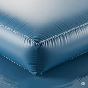 Close-up of a high-quality water bed mattress bladder, showing the durable vinyl material and reinforced corners for leak prevention.