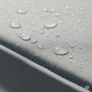 A close-up of the waterproof and mildew-resistant fabric of a marine boat mattress, emphasizing its durability and special features.