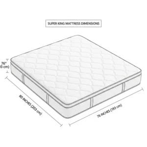 A detailed diagram showing the specific dimensions of a super king mattress, useful for helping customers understand its exact size.