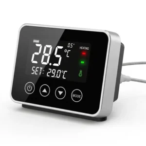 A user-friendly digital thermostat and heater control for a water bed mattress, allowing for precise temperature adjustments.