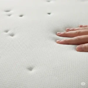 A close-up shot of the soft, breathable fabric cover of a 60 x 74 mattress, emphasizing the quality of the material.