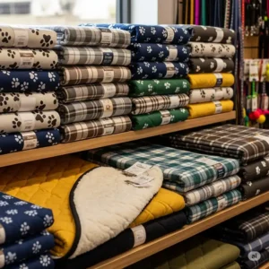 a selection of dog mattress covers in different colors and patterns