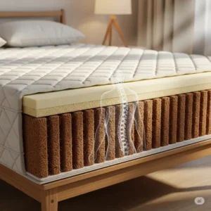 A visual representation of the firmness of a coconut coir mattress, showing how it provides excellent orthopedic support for a good night's sleep.