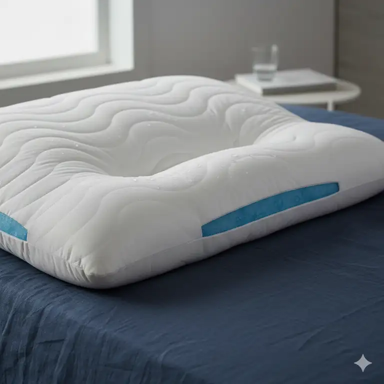A close-up shot of a white cooling gel memory foam pillow, showcasing its breathable fabric and inviting texture, perfect for a comfortable night's sleepcooling gel memory foam pillow reviews
