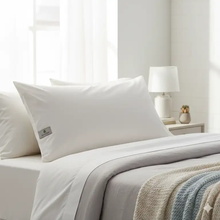 A luxurious down alternative hypoallergenic pillow resting on a clean bed, highlighting its soft, supportive, and allergy-friendly qualities for a restful night's sleep.down alternative pillow hypoallergenic