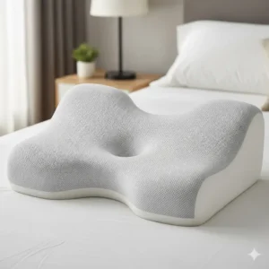 A contour pillow with a unique shape designed to cradle the head and neck, offering relief for shoulder pain, an excellent option for the best pillow for side sleepers with shoulder pain.