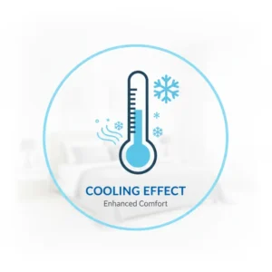 "Graphic illustration of a thermometer showing a lower temperature, symbolizing the effective cooling properties of cooling gel memory foam pillows." 