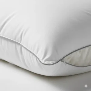 Detailed view of the construction of best goose down pillow luxury hotel style.