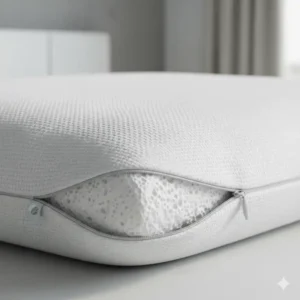 Detail of the soft, breathable cover on a premium best memory foam pillow for neck pain, ensuring a cool and comfortable sleep environment