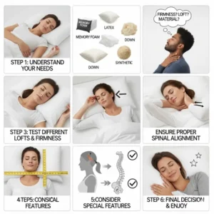  A step-by-step guide illustrating how to choose the best pillow for back sleepers who need specific neck and head support.