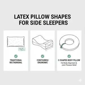 Visual guide to different best latex pillow for side sleepers shapes and profiles, illustrating options that provide optimal ergonomic support.