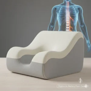 Close-up of the ergonomic design of the leg pillow for sciatica pain relief, showing the memory foam material.