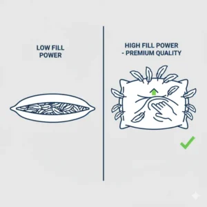 Close-up of a high fill power down cluster, representing the quality of the best feather pillow for back sleepers. 