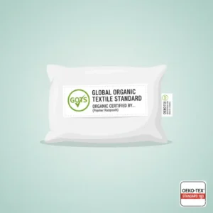 GOTS certification label confirming the quality and sourcing of the organic cotton pillow eco friendly.