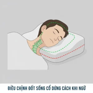 Diagram illustrating proper cervical alignment using an orthopedic pillow, crucial for those looking for the best pillow for TMJ sufferers.