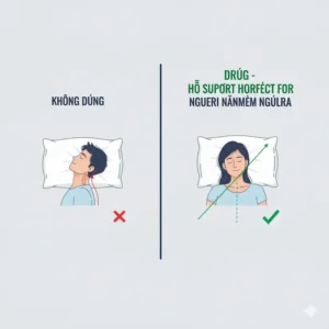 Illustration showing the proper cervical spine alignment achieved by the best feather pillow for back sleepers. 