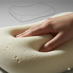 Close-up texture of memory foam material in a cervical pillow for neck pain relief.