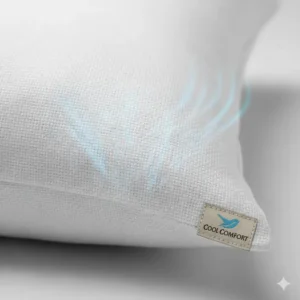 Lifestyle image of a person comfortably sleeping on their side using a supportive cooling bamboo pillow queen size. 