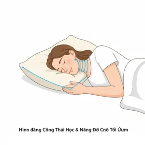 The ergonomic shape of the buckwheat pillow for consistent cervical neck support. 