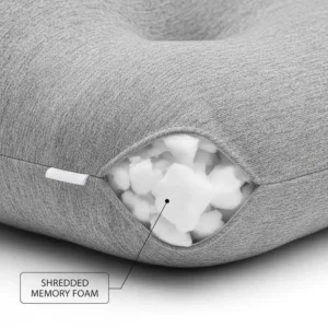 Textured view of the plush, breathable fabric on the reading pillow with arm support.