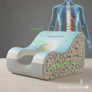 Image of the high-density memory foam in the leg pillow for sciatica pain relief, designed to retain its shape and provide firm support.