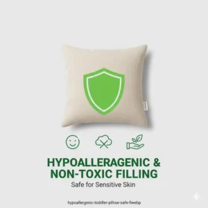 Icon or image illustrating the hypoallergenic and non-toxic filling of the toddler pillow organic cotton safe, ideal for sensitive skin.