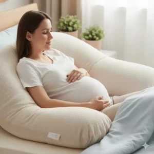 Belly support feature of the pregnancy body pillow for comfort while sleeping.