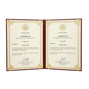 Detailed shot of the certification label confirming the use of toddler pillow organic cotton safe materials.