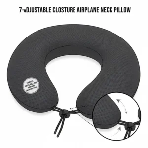 Highlighting a functional adjustable closure on the front of the travel neck pillow airplane memory foam to prevent the head from falling forward.