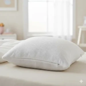 Stack of freshly cleaned kids pillow hypoallergenic washable cover products, demonstrating their durability after washing.