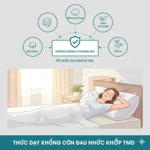Infographic detailing hypoallergenic and supportive pillow materials, an important consideration when choosing the best pillow for TMJ sufferers.