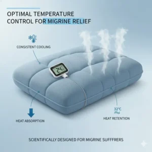 Visualization demonstrating the consistent temperature regulation of the pillow for migraine sufferers cooling effect. 