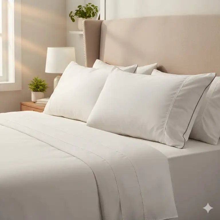 Featured image of the king size pillow with gusseted edge perfectly placed on a bed.